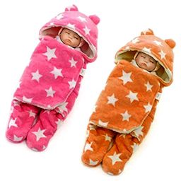 BABYZONE Baby Blanket cum Wrapper Star Print Pack of 2 - Pink Orange-image-29
