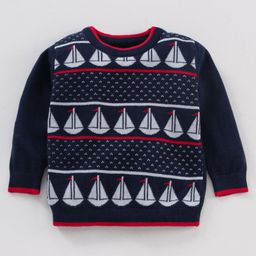 ToffyHouse Full Sleeves Flatknitted Cotton Pre Winter T-Shirt - Navy Blue-picture-37