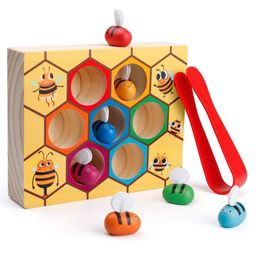 HAPPY HUES Toddler Wooden Toy, Bee to Hive Matching Game  - Multicolour-15