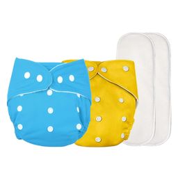 Deedry Cloth Reusable Diapers With Insert Pack of 2 - Yellow & Blue-7