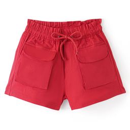 Pine Kids Cotton Woven Mid Thigh Solid Color Shorts  - Red-picture-14