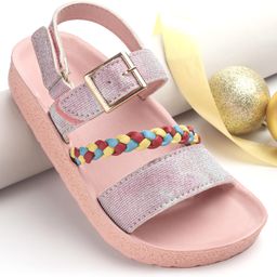 Pine Kids  Party Wear Sandals With Dual Velcro Closure - Pink-image-18