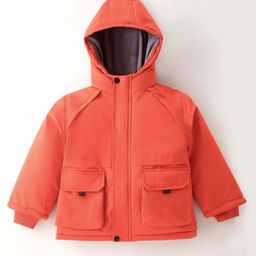 Kookie Kids Full Sleeves Solid color Hooded Jacket - Orange-image-81
