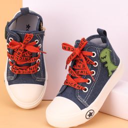 Cute Walk by Babyhug Lace up Casual Shoes With Dino Applique - Navy Blue-image-66