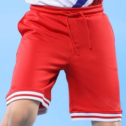 Pine Active Knit Knee Length Solid Color Shorts - Red-image-55