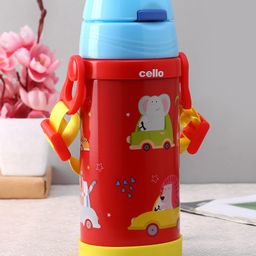 Cello Stainless Steel Water Bottle with Animals on Car Print Red - 350 ml-image-25