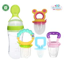 The Cheeky Kidzz Baby 1 Silicone Spoon Bottle Feeder With 3 Fruit Nibbler Soother And 1 Pacifier BPA Free (ASSORTED COLOURS)-image-44