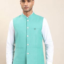 Turtle Slim-Fit Mandarin Collar Nehru Jacket-image-30