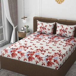 VOMZER Rust 300 TC Queen Bedsheet with 2 Pillow Covers-image-76