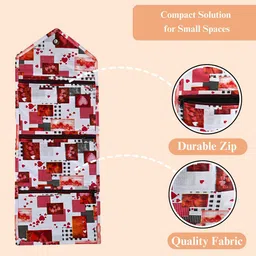 Kuber Industries White & Red Printed Wardrobe Multi-Utility Organisers image 4