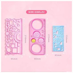 SANJARY 7+1 Dinosaur Theme Geometric Drawing Ruler with 10 in 1 color ball pen & Spirograph Drawing Set for Kids image 4