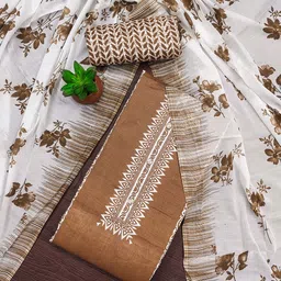 HERE&NOW Floral Embroidered Fancy Diamond Cotton Unstitched Dress Material-image-76