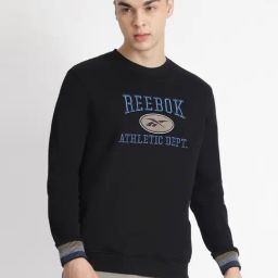 Reebok Black Cotton Regular Fit Printed Sweatshirt-image-99