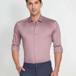 Arrow New York Dusty Pink Slim Fit Shirt-image-22