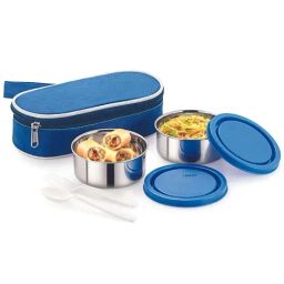 Magnus Blue & Silver Stainless Steel Lunch Box Set with Bag-16