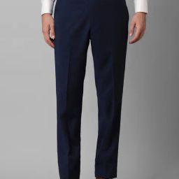 Luxure By Louis Philippe Navy Slim Fit Flat Front Trousers-image-40
