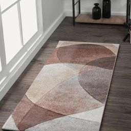 Obsessions Brown & Beige Polypropylene Abstract Bedside Runner-30