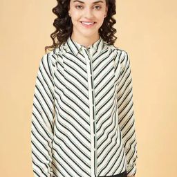 Annabelle by Pantaloons Off-White Striped Formal Shirt-image-46