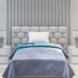 Monte Carlo Grey & Blue Polyester 1000 GSM Single Bed Winter Blanket-37
