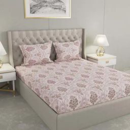 Raymond Home Vision Pink 144 TC Cotton King Bedsheet with 2 Pillow Covers-picture-8