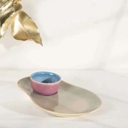 Freedom Tree Double Happiness Handcrafted Ceramic Platter With Dip Bowl-image-42