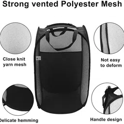 Kuber Industries 2-Pcs Black Mesh Laundry Basket 20 L image 3