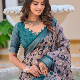 Sidhidata Floral Block Print Saree image 5