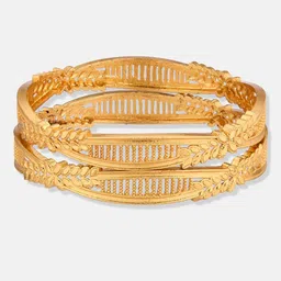 ATIBELLE Set Of 2 Gold-Plated Leaf Shaped Textured Bangles image 4