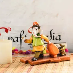 eCraftIndia Lord Ganesha Carrying Luggage with Mushak Handcrafted Polyresin Figurine-image-98