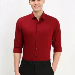 Allen Solly Maroon Slim Fit Texture Shirt-image-12