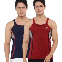 Dollar Bigboss Assorted Color Cotton Regular Fit Gym Vests (Pack Of 2)-image-65