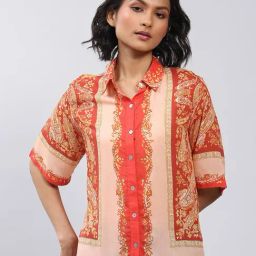 Label Ritu Kumar Orange Printed Shirt-image-32