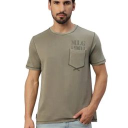 Royal Enfield Classic 1901 Rider Light Olive Regular Fit Printed Crew T-Shirt-image-84