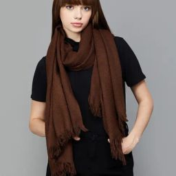 Ginger by Lifestyle Brown Plain Stole-image-32