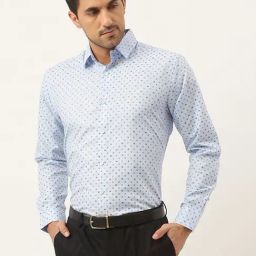 Sojanya Blue Cotton Regular Fit Printed Shirt-image-85