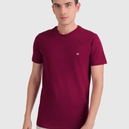 United Colors of Benetton Maroon Cotton Slim Fit T-Shirt-picture-16