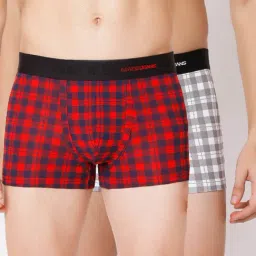 Underjeans By Spykar Multi Regular Fit Checks Trunks - Pak of 2-picture-14