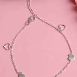 Clara 92.5 Sterling Silver Heart Anklet for Women-image-10