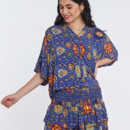 Zink London Blue Viscose Printed Shirt-image-27