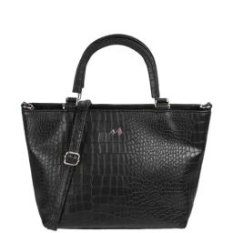 Metro Black Textured Medium Handbag-35