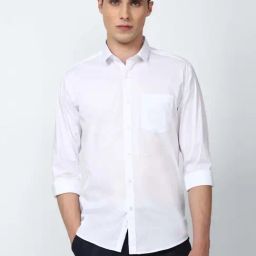 V Dot White Slim Fit Shirts-image-15