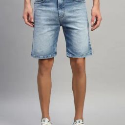 Cantabil Blue Regular Fit Solid Shorts-31