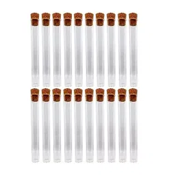 RANDHAWA GLOBAL Flat Base Test Tube without Marking with Cork Lid 18x150 mm (Pack of 20 Pcs)-45