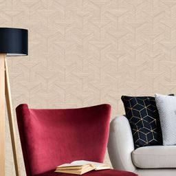 Fedora Wallpapers Pentagon Pops Beige Geometric 3D Printed Waterproof Wallpaper-image-93