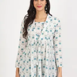 Divena White Cotton Floral Print Top-image-26