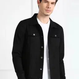 COMFITS Men Spread Collar Solid Cotton Denim Jacket-picture-23