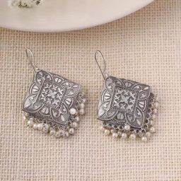 Priyaasi Diamond Shape Tribal Hangings Drop Earrings-3