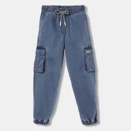 Blue Giraffe Kids Blue Cotton Washed Jeans-image-52