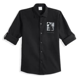 Cavio Boys Black Cotton Printed Comfort Fit Shirt-image-13