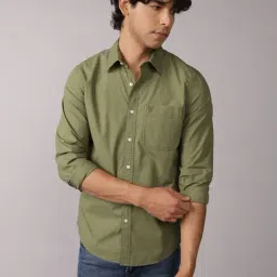 American Eagle Green Cotton Relaxed Fit Shirt-picture-38